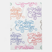 Colorful Cursive Happy Birthday Pattern Theedoek (Verticaal)