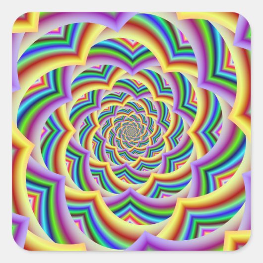 Colorful Curved Chevron Spiral Vierkante Sticker (Voorkant)