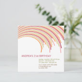 Colorful Curved Stripes Modern 21st Birthday Party Kaart (Staand voorkant)