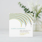 Colorful Curved Stripes Modern 21st Birthday Party Kaart (Staand voorkant)