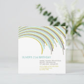 Colorful Curved Stripes Modern 21st Birthday Party Kaart (Staand voorkant)
