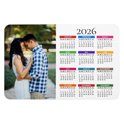 Colorful Custom 2023 Photo Calendar Magneet (Horizontaal)