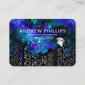 Colorful Custom Modern Moon Space Cityscape Visitekaartje (Voorkant)