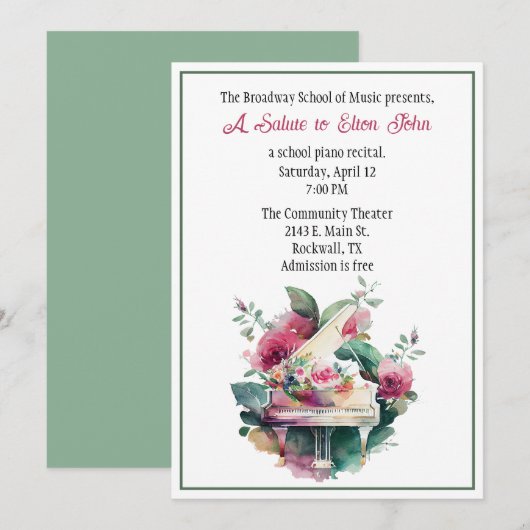 Colorful Custom Piano Innovation Kaart (Voorkant / Achterkant)