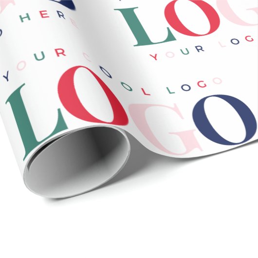 Colorful Custom Rectangle Business Logo kerst Cadeaupapier (Rol Hoek)