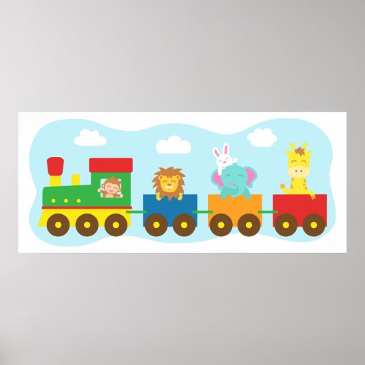 Colorful Cute Animal Train, voor de kinderkamer Poster (Voorkant)