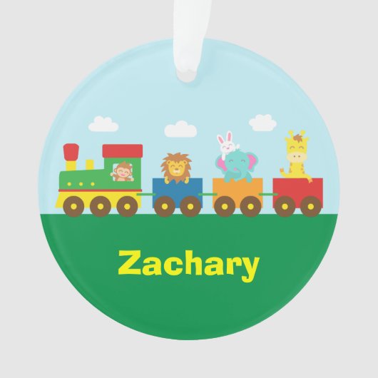 Colorful Cute Animals Train for Kids Ornament (voorkant)