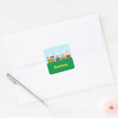 Colorful Cute Animals Train for Kids Vierkante Sticker (Envelop)