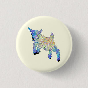 Colorful Cute Baby Goat Jumping Funky Animal Art Ronde Button 3,2 Cm