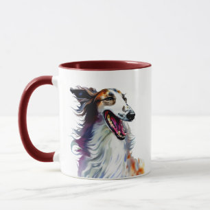 Colorful Cute Borzoi Art   Vibrant Greyhound Art Mok