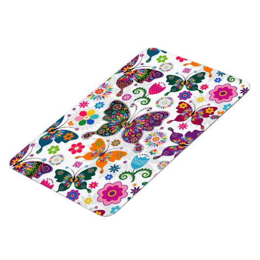 Colorful Cute Butterfly en Flowers Pattern Magneet (Linkerzijde)