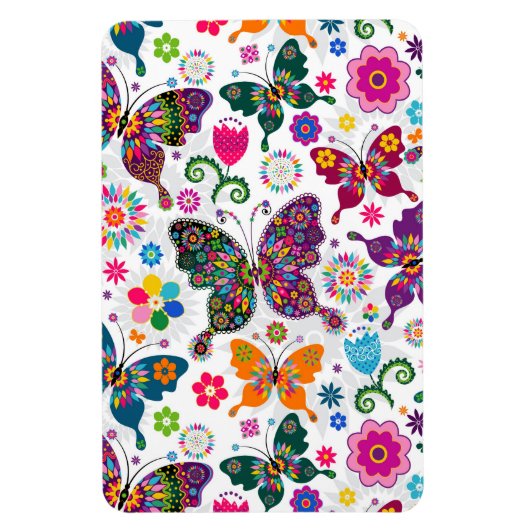 Colorful Cute Butterfly en Flowers Pattern Magneet (Verticaal)