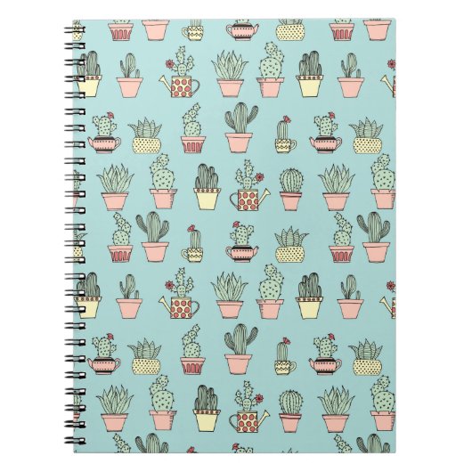 Colorful Cute Cactus in hand getekend stijlpatroon Notitieboek (Voorkant)