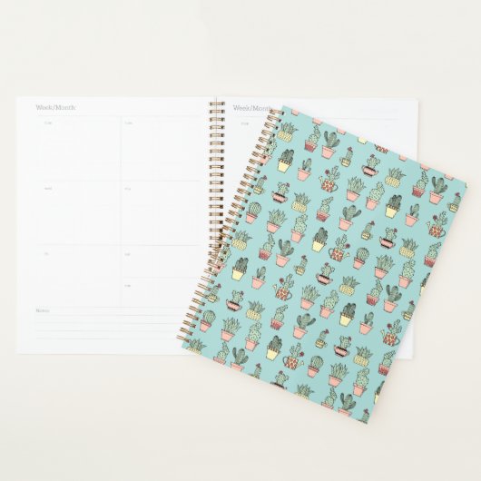 Colorful Cute Cactus in hand getekend stijlpatroon Planner (Display)