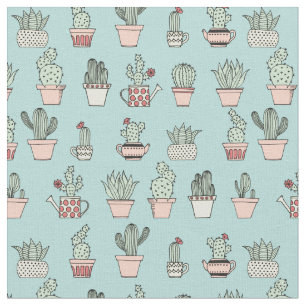 Colorful Cute Cactus in hand getekend stijlpatroon Stof