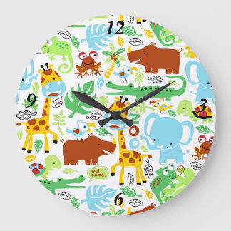 Colorful Cute Cartoon Oerwoud Grote Klok