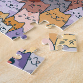Colorful Cute Cat Crowd Pattern Whimsical Cat Face Legpuzzel (Zijkant)