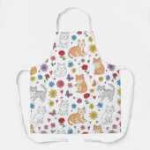 Colorful Cute Cats Floral Apron Schort (Voorkant)