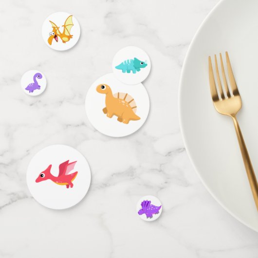 Colorful Cute Dino Birthday Confetti (Groep)