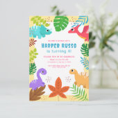 Colorful Cute Dino Birthday Kaart (Staand voorkant)