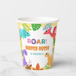Colorful Cute Dino Birthday Papieren Bekers