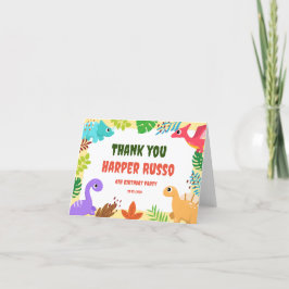 Colorful Cute Dino Birthday Party Dank je wel Bedankkaart