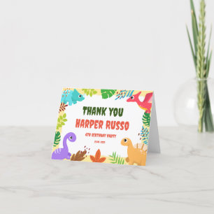 Colorful Cute Dino Birthday Party Dank je wel Bedankkaart