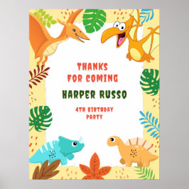 Colorful Cute Dino Birthday Poster