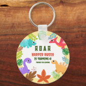 Colorful Cute Dino Birthday Sleutelhanger (Voorkant)