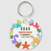 Colorful Cute Dino Birthday Sleutelhanger (Achterkant)