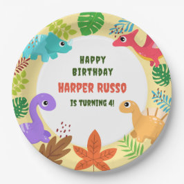 Colorful Cute Dinosaur Birthday Party Papieren Bordje
