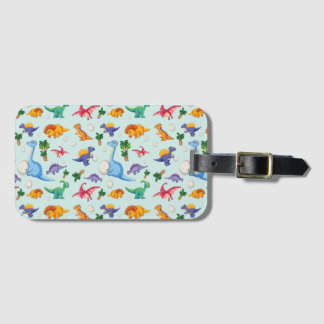 Colorful Cute Dinosaur Pattern Bagagelabel