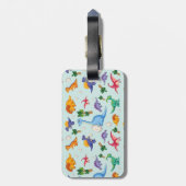 Colorful Cute Dinosaur Pattern Bagagelabel (Achterkant verticaal)