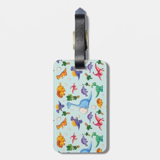 Colorful Cute Dinosaur Pattern Bagagelabel (Achterkant verticaal)