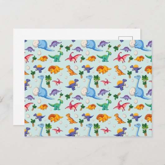 Colorful Cute Dinosaur Pattern Briefkaart (Voorkant / Achterkant)