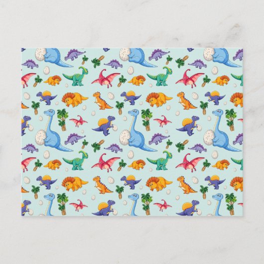 Colorful Cute Dinosaur Pattern Briefkaart (Voorkant)