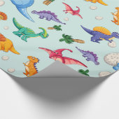 Colorful Cute Dinosaur Pattern Cadeaupapier (Hoek)