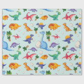 Colorful Cute Dinosaur Pattern Cadeaupapier (Vlak)