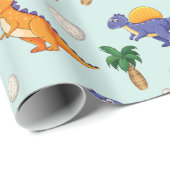 Colorful Cute Dinosaur Pattern Cadeaupapier (Rol Hoek)