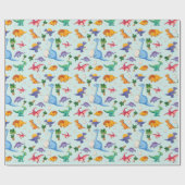 Colorful Cute Dinosaur Pattern Cadeaupapier (Vlak)