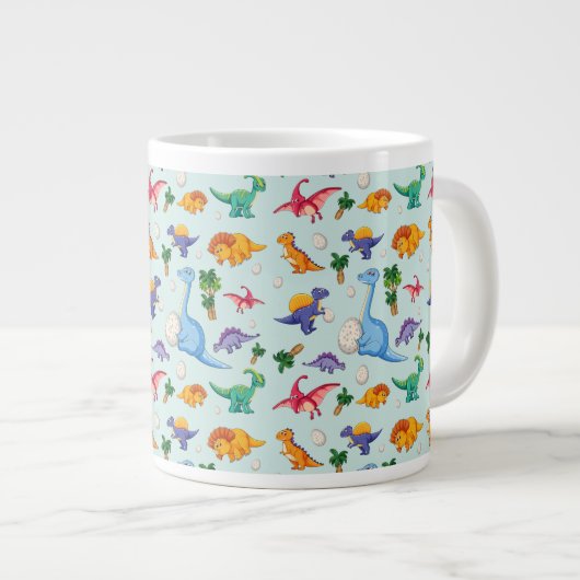 Colorful Cute Dinosaur Pattern Grote Koffiekop (Voorkant rechts)