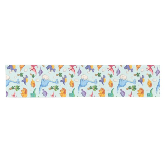 Colorful Cute Dinosaur Pattern Korte Tafelloper (Horizontaal)