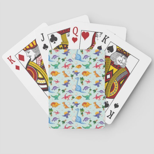 Colorful Cute Dinosaur Pattern Pokerkaarten (Achterkant)