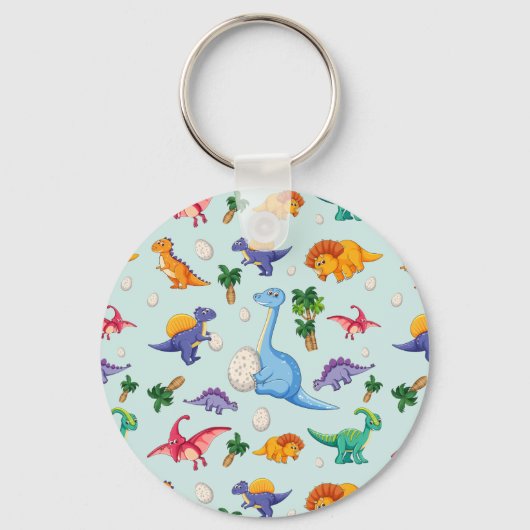 Colorful Cute Dinosaur Pattern Sleutelhanger (Voorkant)