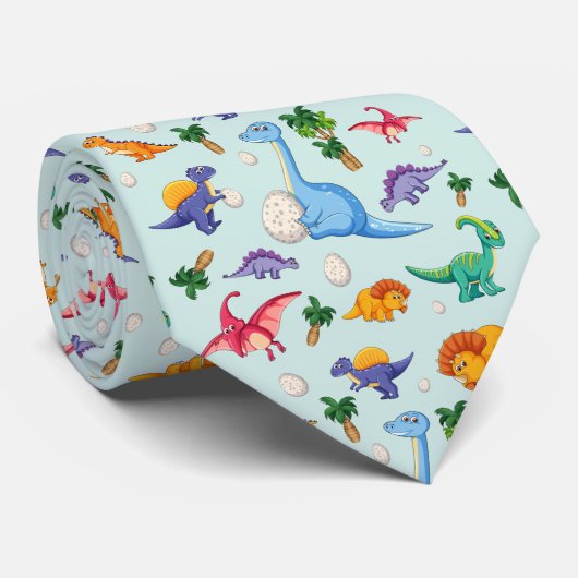 Colorful Cute Dinosaur Pattern Stropdas (Opgerold)