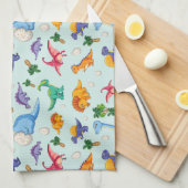 Colorful Cute Dinosaur Pattern Theedoek (Quarter Fold)