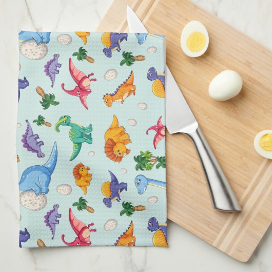 Colorful Cute Dinosaur Pattern Theedoek (Quarter Fold)