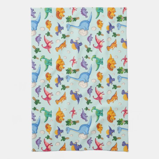 Colorful Cute Dinosaur Pattern Theedoek (Verticaal)