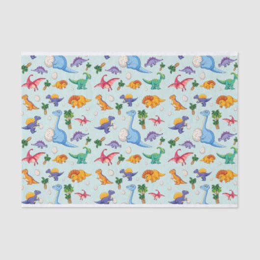 Colorful Cute Dinosaur Pattern Tissuepapier (Voorkant)