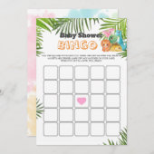 Colorful Cute Dinosaurs Baby shower Bingo (Voorkant / Achterkant)
